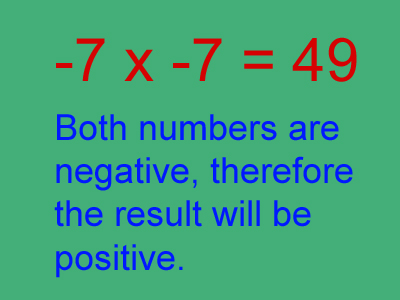 KS3 negative numbers multiplication and division - positive result