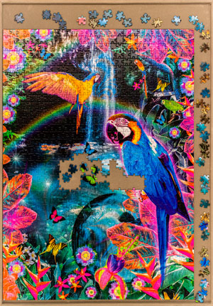 Colourful Jigsaw Puzzle Of Parrots