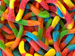 Colourful worm-shaped sweets