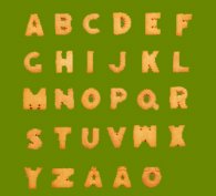 Letters of the alphabet written on a board