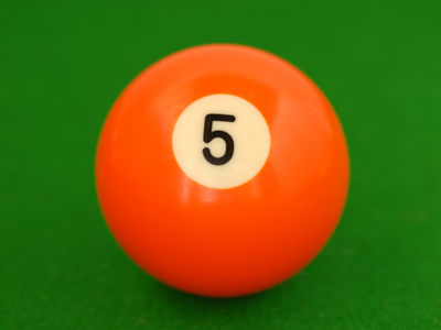 An orange five-ball from pool