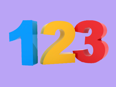 The numbers 1, 2 1nd 3 on purple background
