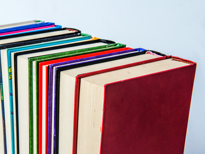 Reference books standing in a row