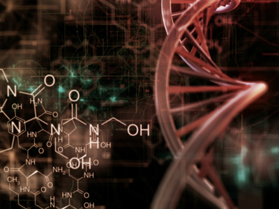 Chemical symbols and DNA strand