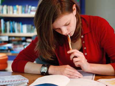 Girl doing French homework