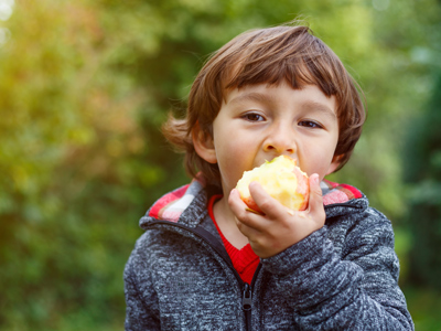 Child eating an apple