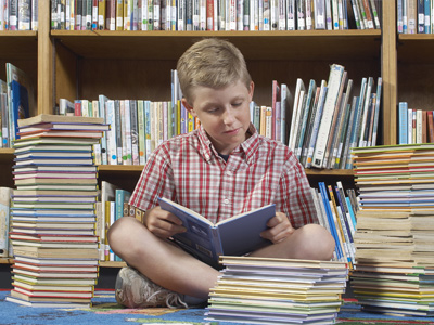 Child reading books