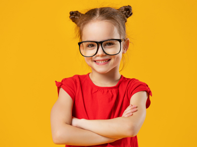 Child wearing glasses