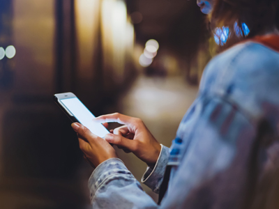 French girl with mobile phone