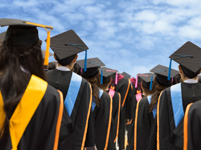 Graduates wearing academic gowns and caps