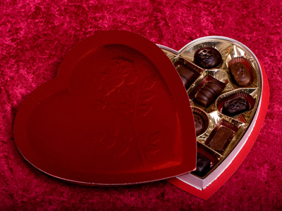 A heart-shaped box of chocolates