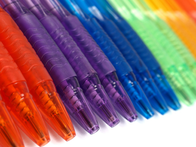 A selection of coloured pens.