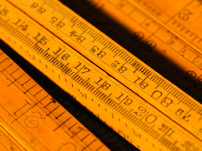A ruler marked with inches and centimetres.