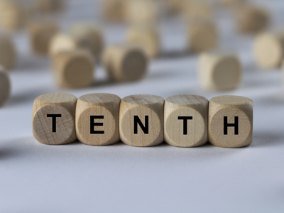 The word 'tenths' spelled by blocks
