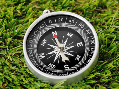 A compass marked with intercardinal points