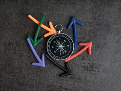 Position Quiz Illustration | Compass and arrows