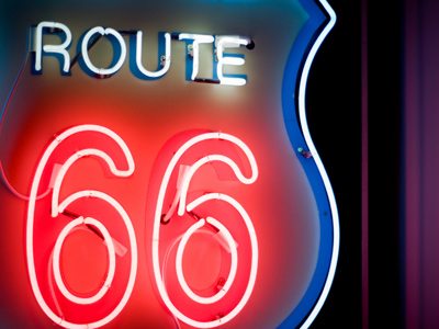 A sign for route 66