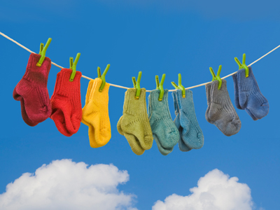 A washing line with socks on it
