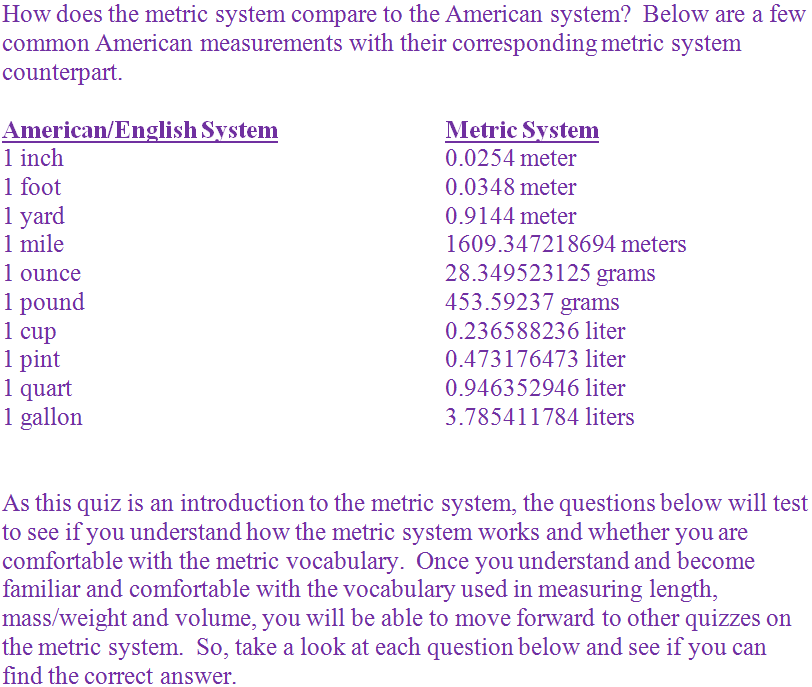 American Units Of Measurement Chart