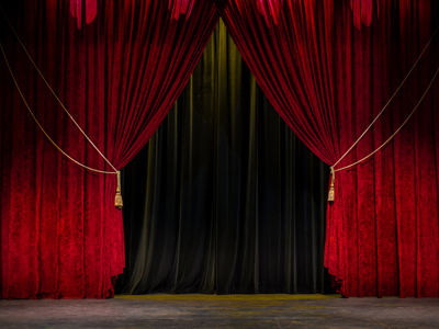 Red velvet stage curtains