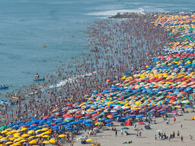 Overcrowded French beach