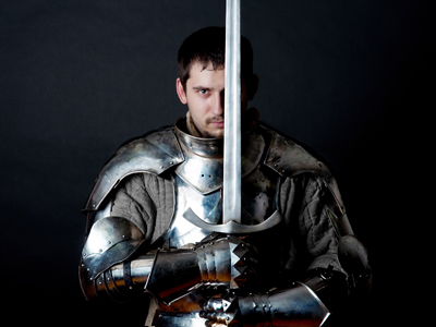 A knight holding a sword