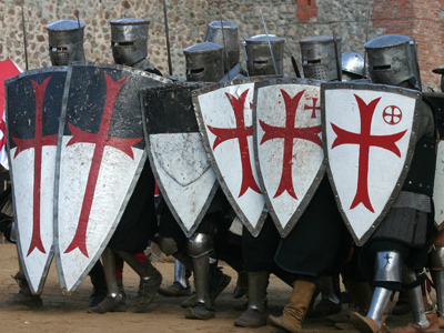 Mediaeval soldiers with armour and shields
