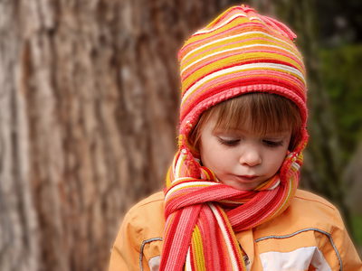 Child wearing woolly hat