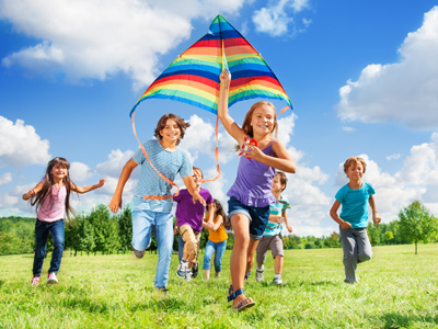 Children flying a kite