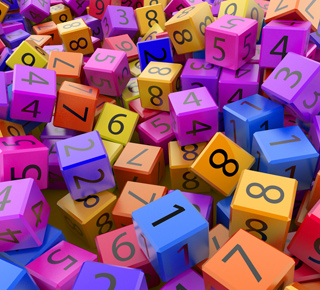 KS2 Times Tables Illustration – Multi-Coloured Dice
