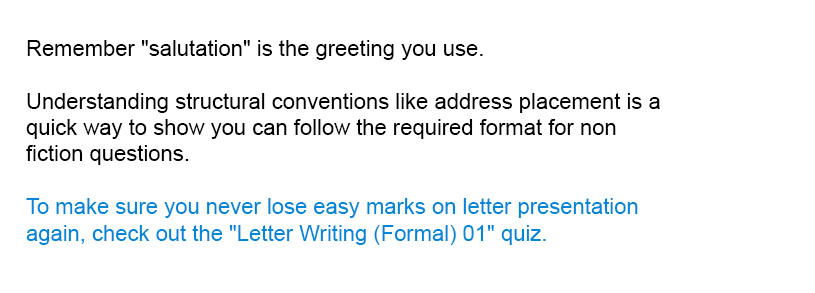 Remember "salutation" is the greeting you use.