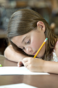 Girl taking exam