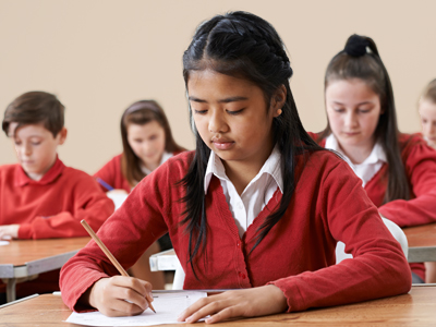 Girl taking exam