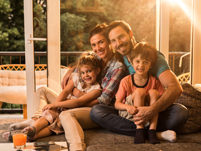 Happy parents and children
