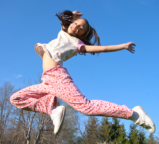 happy girl jumping