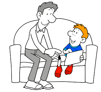 Parent Helping Child Cartoon