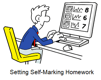 Teacher Setting Online Homework Cartoon