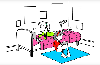 Girls Doing Homework Cartoon