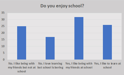  Do Secondary Children Enjoy School? - Schoolchild Survey - Graph from Education Quizzes 

