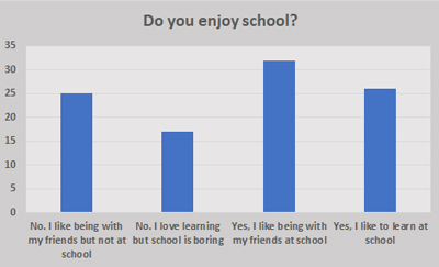  Do Secondary Children Enjoy School? - Schoolchild Survey - Graph from Education Quizzes 
