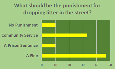 Litter - Schoolchild Survey - Graph from Education Quizzes 
