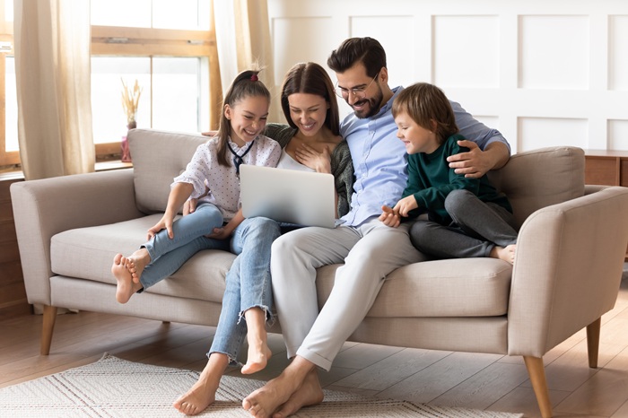 Children and Parents Looking at a Computer
