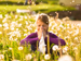 Child in meadow with hay fever