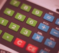 Colourful calculator emphasising multiplication