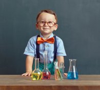 Budding scientist with laboratory equipment